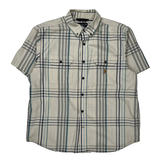 Carhartt Checked Short Sleeve Shirt - XL Blue Cotton