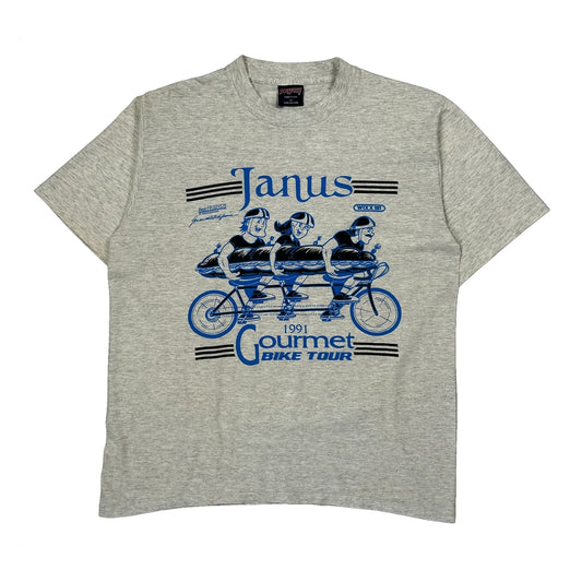 1991 Gourmet Bike Tour Jansport Graphic T-Shirt - Large Grey Cotton