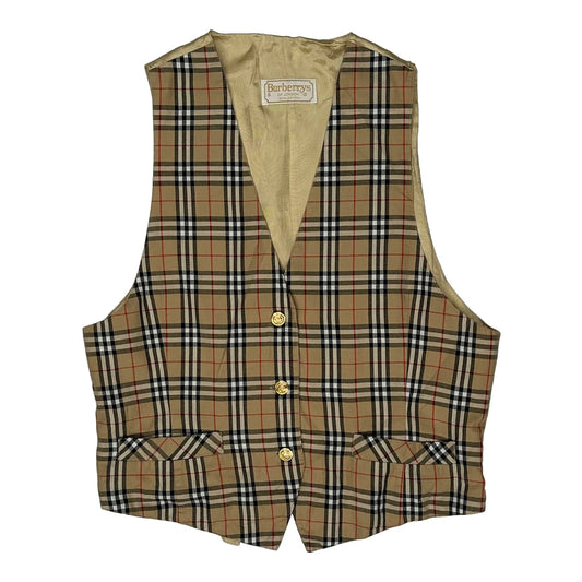Burberry Nova Checked Waistcoat - Small Beige Cotton