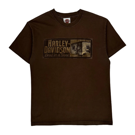 Tomahawk Operations Harley Davidson Graphic T-Shirt - Medium Brown Cotton
