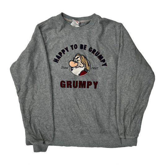 Grumpy Character From Snow White Disney Cartoon Sweatshirt - Small Grey Polyester