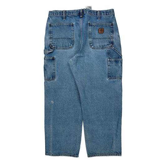 Carhartt Double Knee Carpenter Jeans - 33W 28L Blue Cotton