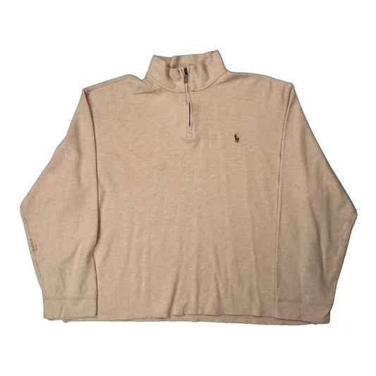 Polo By Ralph Lauren 1/4 Zip - 2XL Beige Cotton