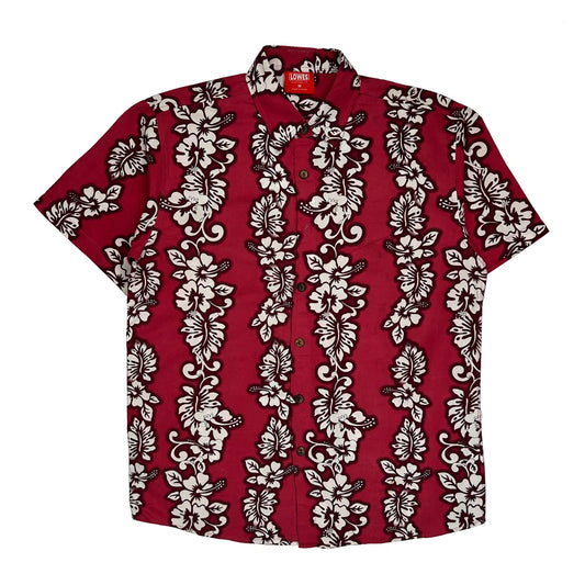 Lowes Floral Hawaiian Shirt - Medium Red Cotton