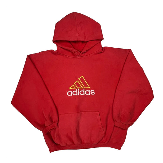 90S Adidas Hoodie - XL Red Cotton