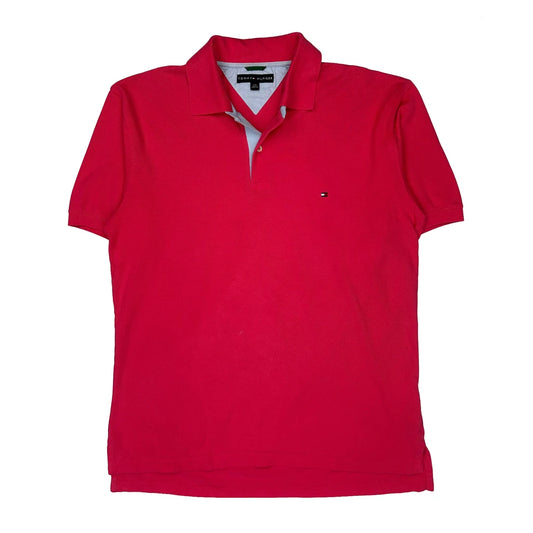 Tommy Hilfiger Polo Shirt - Large Red Cotton