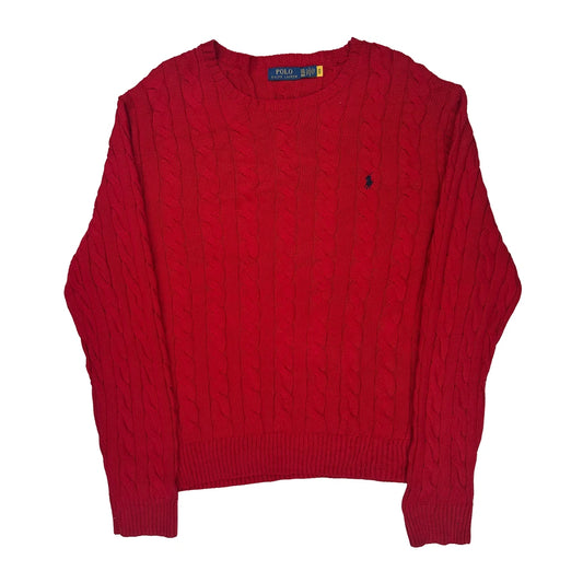 Vintage Polo By Ralph Lauren Cable Knit Sweater - 2XL Red Cotton