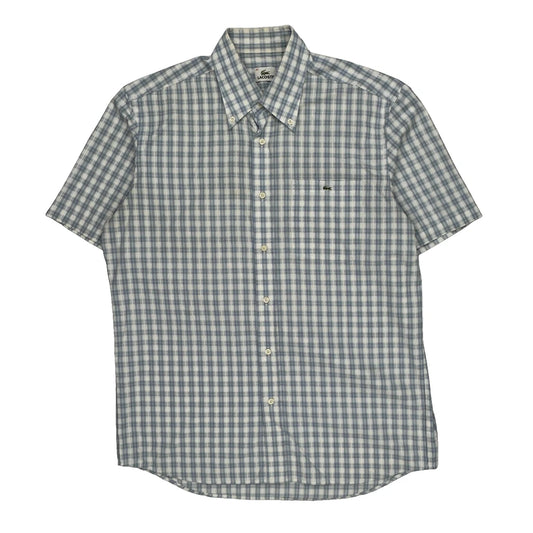 Lacoste Checked Short Sleeve Shirt - Large Blue Cotton