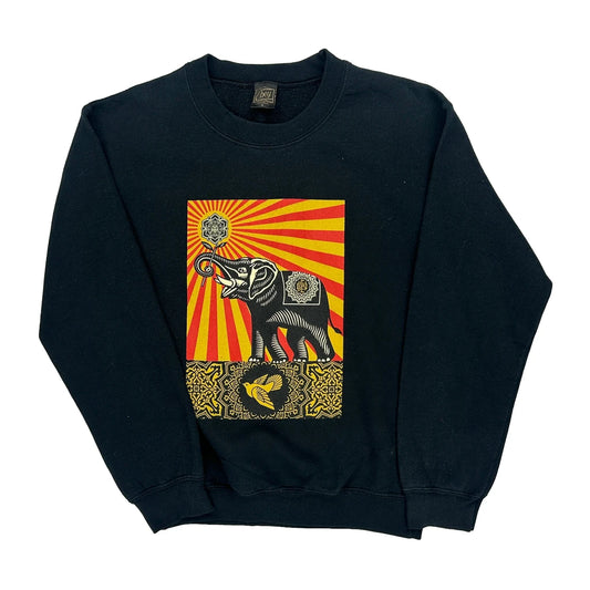 Obey Graphic Sweatshirt - Small Black Cotton