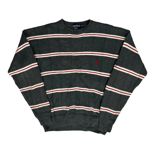 Nautica Striped Jumper - Medium Grey Cotton