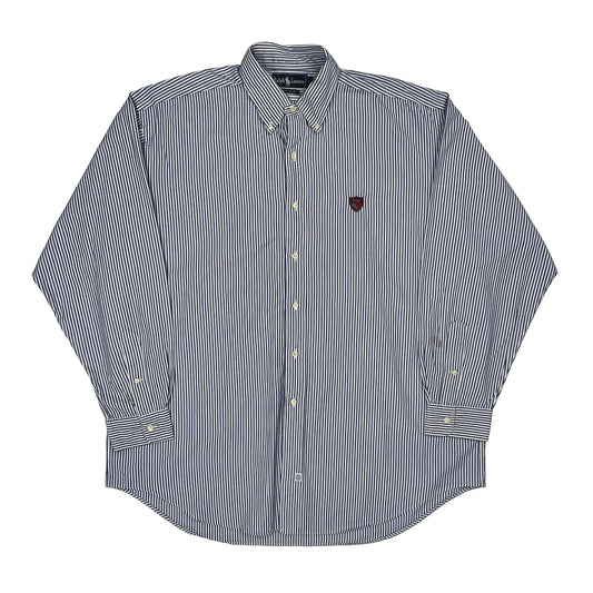 Vintage Ralph Lauren Striped Shirt - Large Blue Cotton