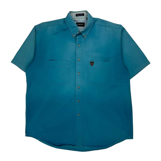 Gant Short Sleeve Shirt - Large Blue Cotton