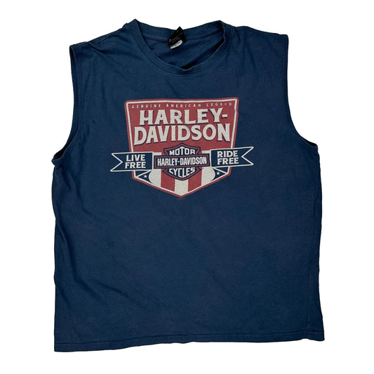 Motorcycle Harley Davidson Graphic Vest - XL Blue Cotton