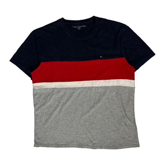 Vintage Tommy Hilfiger Striped T-Shirt - Large Multicoloured Cotton