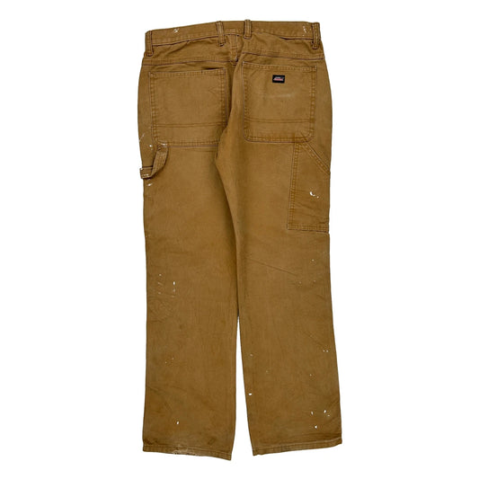 Dickies Double Knee Carpenter Trousers - 34W 31L Brown Cotton