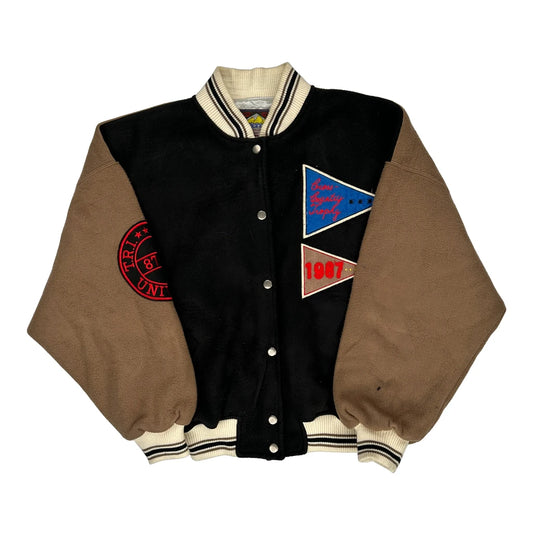 Mountain Valley Lodge Triangle Varsity Jacket - Medium Black Polyester