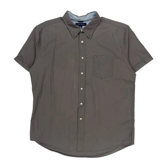 Tommy Hilfiger Short Sleeve Shirt - XL Grey Cotton