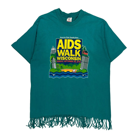 Aids Walk Wisconsin Fruit Of The Loom Single Stitch T-Shirt - Large Green Cotton