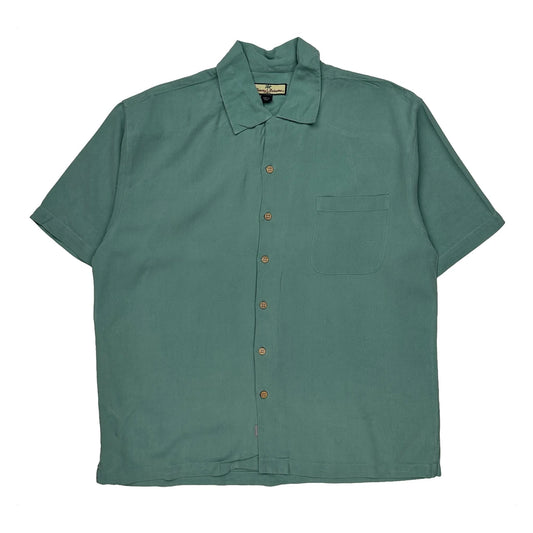 Tommy Bahama Hawaiian Shirt - Large Green Silk