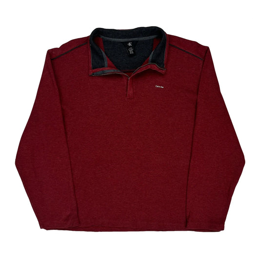 Calvin Klein 1/4 Zip - Large Red Cotton