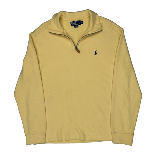 Polo By Ralph Lauren 1/4 Zip - Large Yellow Cotton