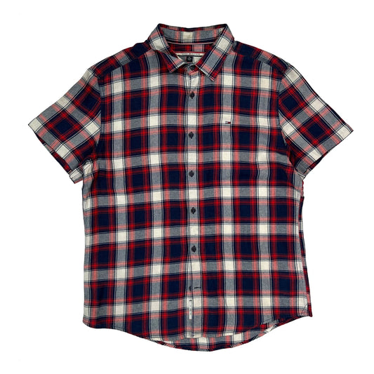 Tommy Hilfiger Checked Short Sleeve Shirt - XL Blue Cotton