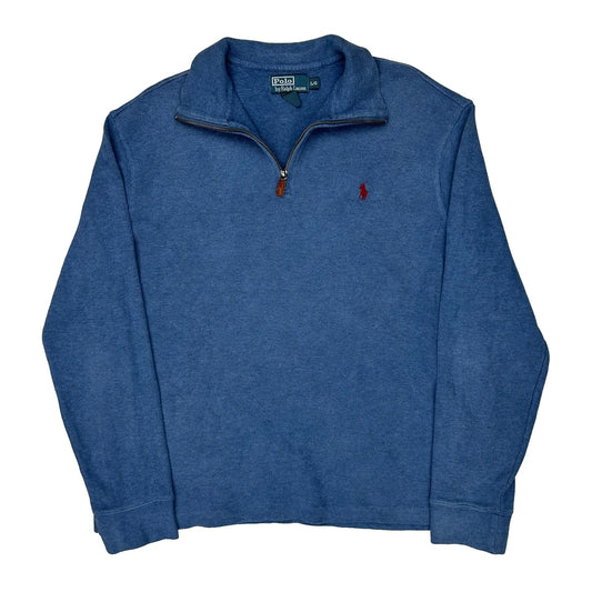 Polo By Ralph Lauren 1/4 Zip - Large Blue Cotton