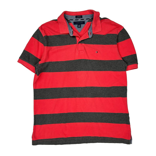 Tommy Hilfiger Striped Polo Shirt - XL Grey Cotton