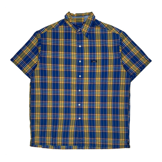 Chaps Ralph Lauren Checked Short Sleeve Shirt - Large Blue Cotton