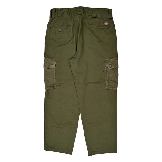 Dickies Cargo Trousers - 35W 29L Green Cotton