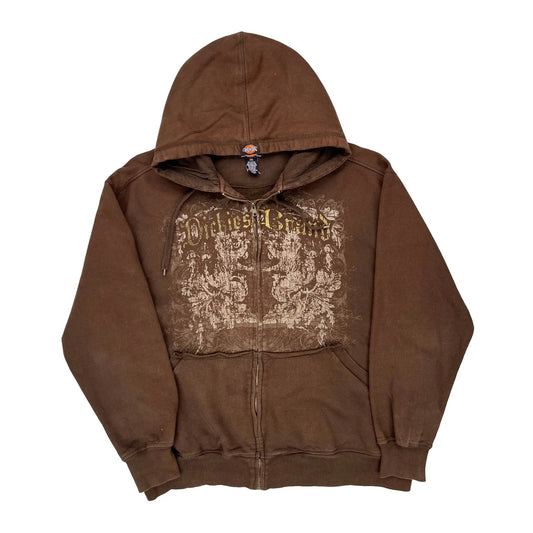 Dickies Graphic Hoodie - 2XL Brown Cotton Blend