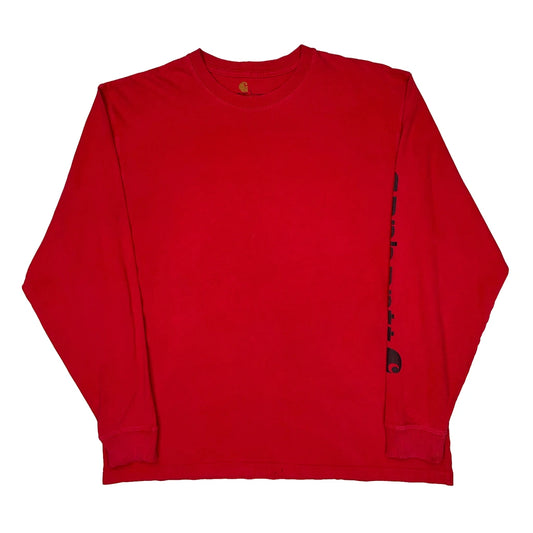 Carhartt Long Sleeve T-Shirt - Large Red Cotton