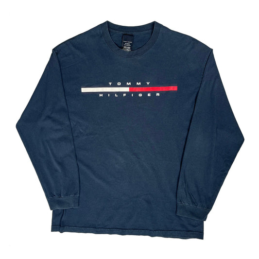 Tommy Hilfiger Spellout Long Sleeve T-Shirt - XL Blue Cotton