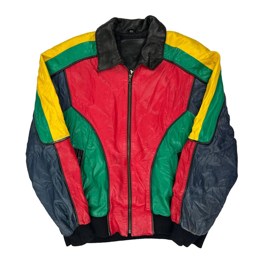 Hobo-Wear Graphic Leather Jacket - Medium Multicoloured Leather