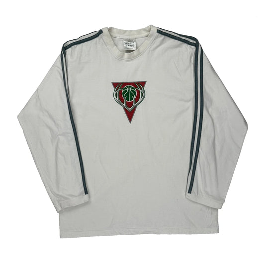 Milwaukee Bucks Adidas Long Sleeve T-Shirt - Large White Cotton
