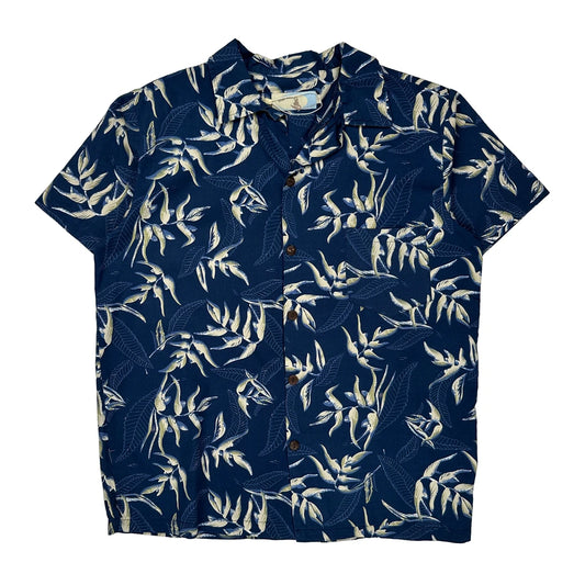 High Surf Floral Hawaiian Shirt - Large Blue Cotton