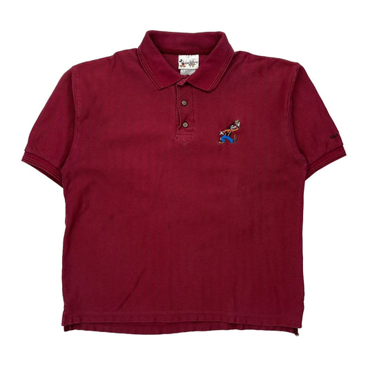 Walt Disney World Disney Cartoon Polo Shirt - Medium Burgundy Cotton