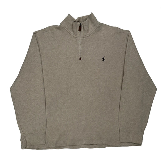 Polo By Ralph Lauren 1/4 Zip - 2XL Beige Cotton