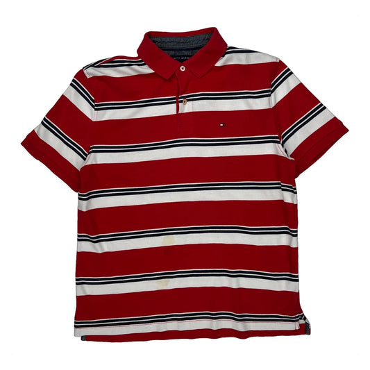 Tommy Hilfiger Striped Polo Shirt - Medium Black Cotton