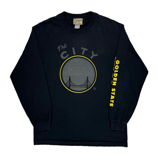 Golden State Warriors Hardwood Classics Nba Graphic Long Sleeve T-Shirt - Small Black Cotton
