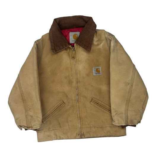 Age 5-6 Carhartt Collared Bomber Jacket - Small Beige Cotton