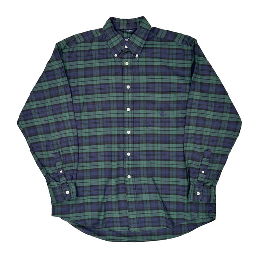 Nautica Checked Shirt - Large Green Cotton