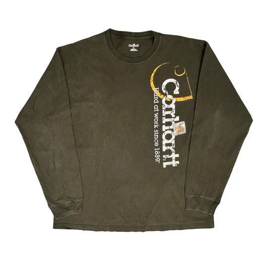 Carhartt Long Sleeve T-Shirt - Large Green Cotton
