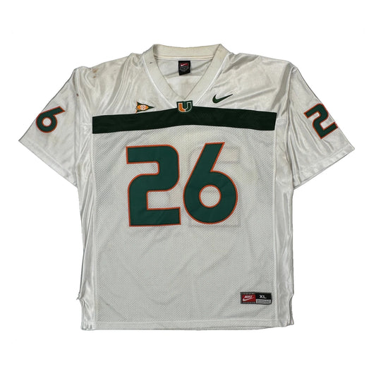 University Of Miami Nike Football Jersey - XL White Polyester