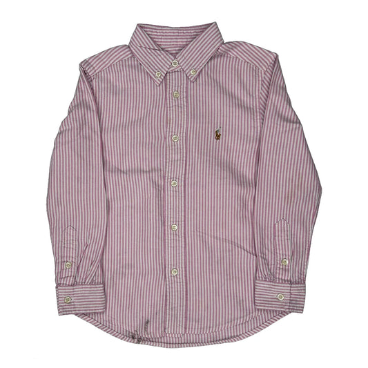 Vintage Age 6-8 Polo By Ralph Lauren Striped Shirt - Small Pink Cotton