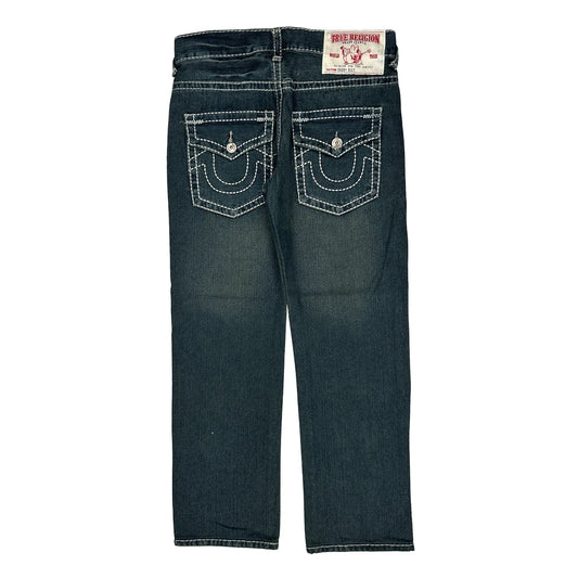 Bobby Big T True Religion Contrast Stitch Jeans - 33W 30L Dark Wash Denim