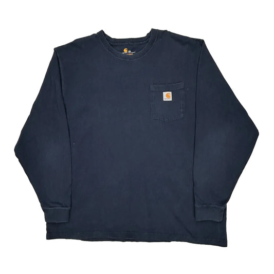 Carhartt Long Sleeve T-Shirt - 2XL Navy Cotton