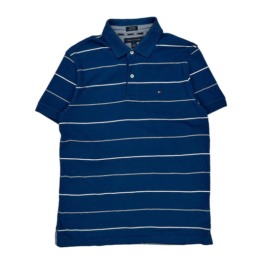 Tommy Hilfiger Striped Polo Shirt - Medium Blue Cotton