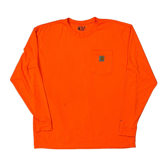 Vintage Carhartt Tall Long Sleeve T-Shirt - XL Orange Polyester