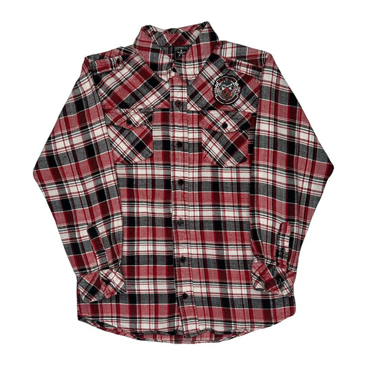 Age 14-16 Avirex Checked Flannel Shirt - Large Red Cotton